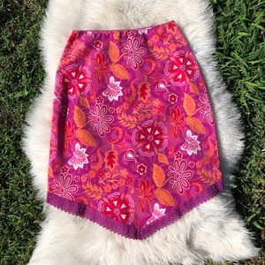 Pink, Purple & Orange Floral High Rise Skirt